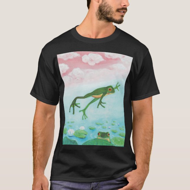 A Frog Jumps Into The Pond Illustration  T-Shirt (Front)