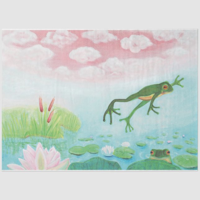 A Frog Jumps Into The Pond Illustration  Tissue Paper (Front)