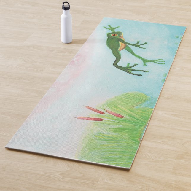 A Frog Jumps Into The Pond Illustration  Yoga Mat (In Situ)
