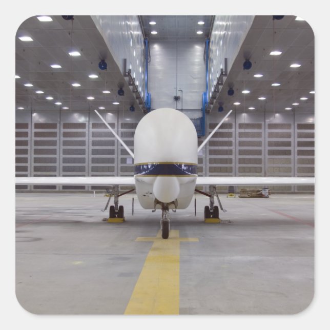 A front view of a Global Hawk unmanned aircraft Square Sticker (Front)