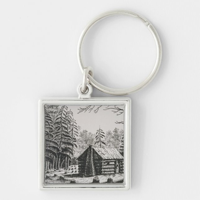 A frontier cabin, from 'The Pageant of America Key Ring (Front)