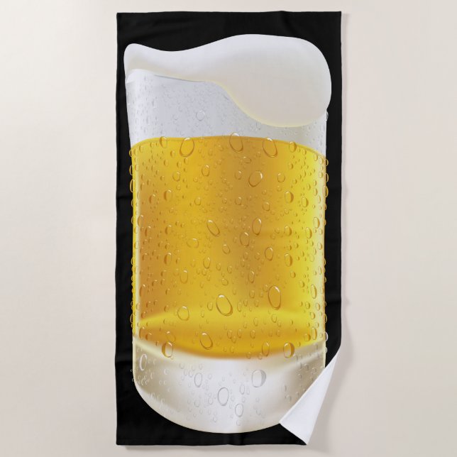A Frosty Mug of Ice Cold Cold Sudsy Beer Beach Towel (Front)