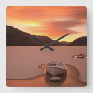 A Frozen Loch   Ruthven, Uk Square Wall Clock