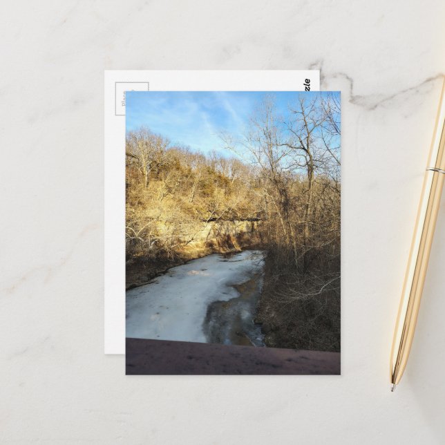 A Frozen Stream in the Burlington Iowa  Postcard (Front/Back In Situ)
