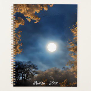 A Full Moon Framed by Trees Planner