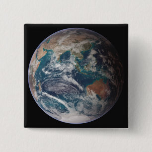 A full view of Earth showing global data 15 Cm Square Badge