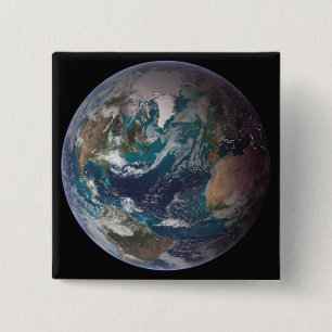 A full view of Earth showing global data 2 15 Cm Square Badge
