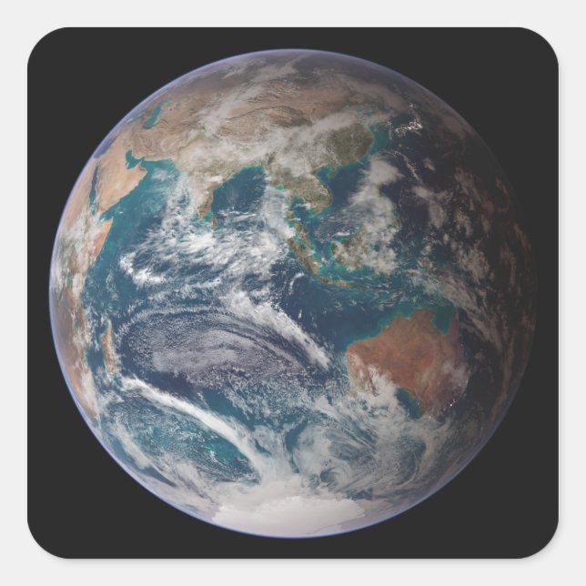 A full view of Earth showing global data Square Sticker (Front)
