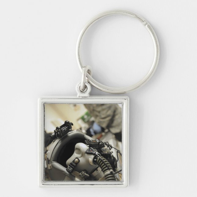 A fully assembled flight crew helmet key ring (Front)