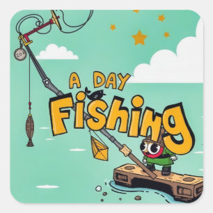 A Fun-filled Day of Fishing Adventure Square Sticker