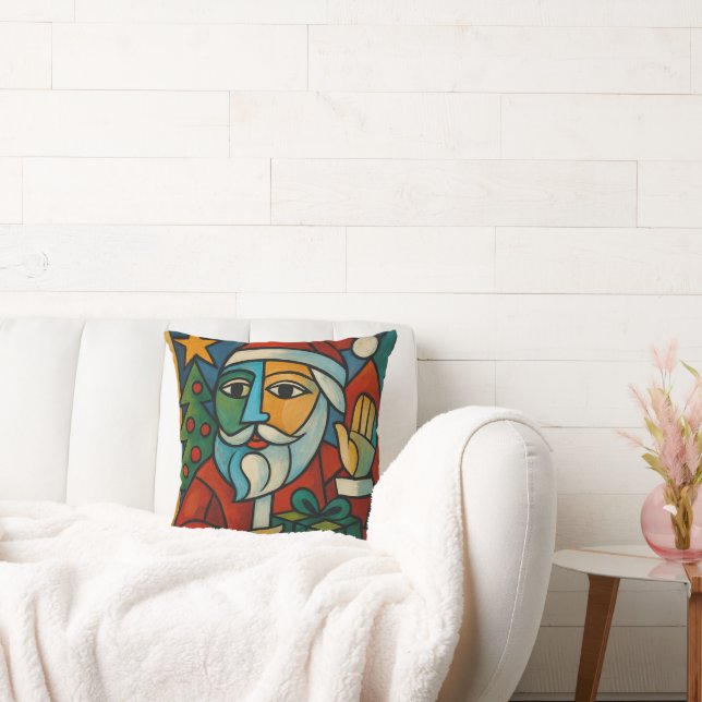 A fun Picasso-esque Santa Cushion (Couch)