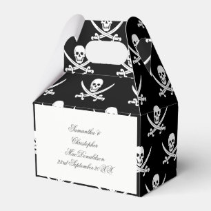 A fun pirate flag themed wedding favour box