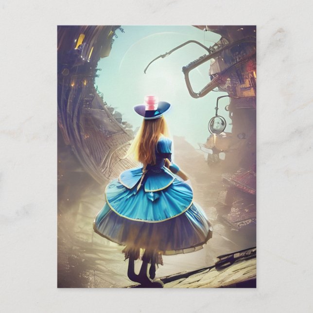 A fun portal Alice steampunk AI generated art Postcard (Front)