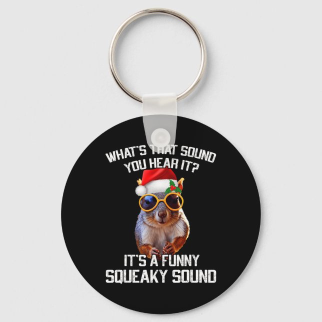 A Fun Squeaky Sound Christmas Squirrel Xmas  Key Ring (Front)