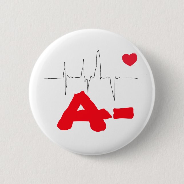 A- Funky Blood Type Heart Rate Button (Front)