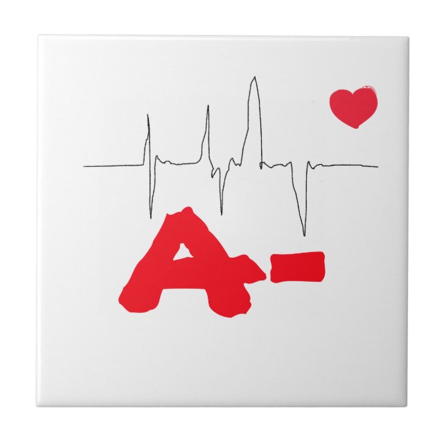 A- Funky Blood Type Heart Rate Medical Ceramic Tile (Front)