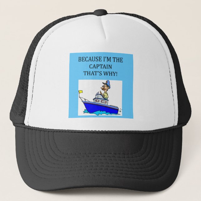a funny boating captain joke trucker hat (Front)