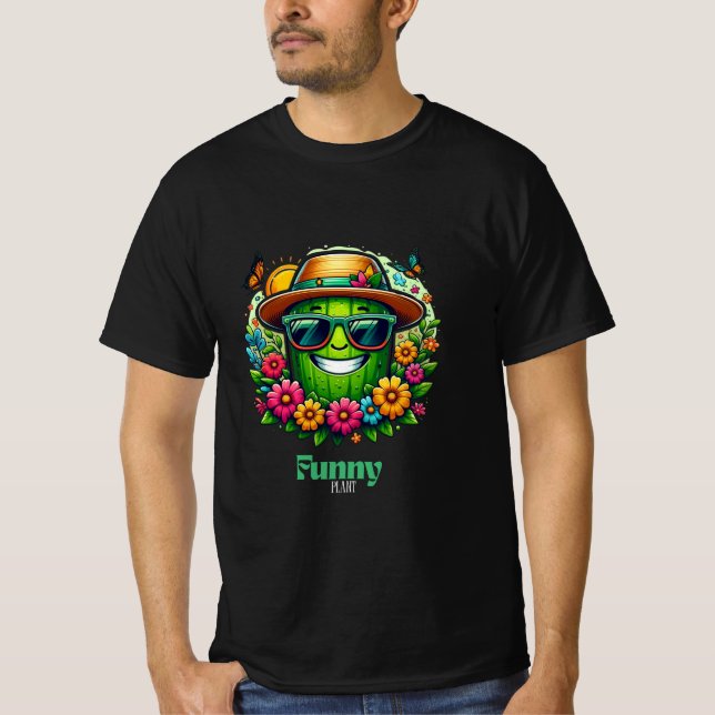 A Funny Cactus, Celebrating Spring with Joy... T-Shirt (Front)