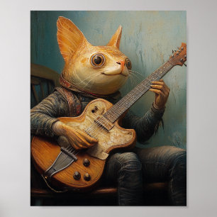 A funny catfish playing guitar fantasy poster