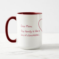 A funny custom text mug for a family member