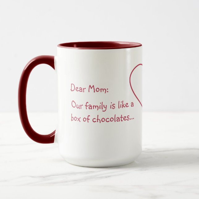 A funny custom text mug for a family member (Left)