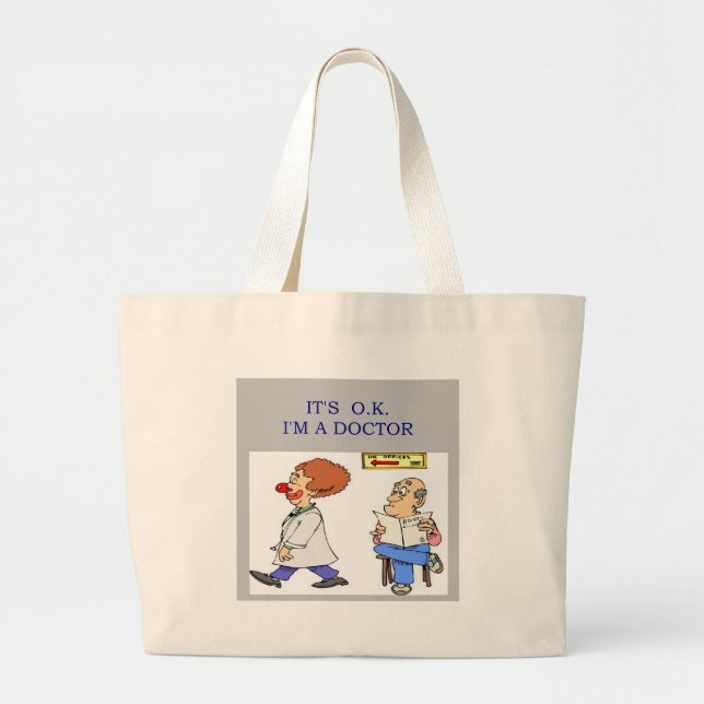 a funny doctor joke large tote bag (Front)
