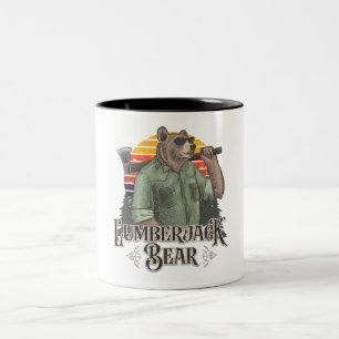 A funny jigsaw with a cartoon bear Two-Tone coffee mug