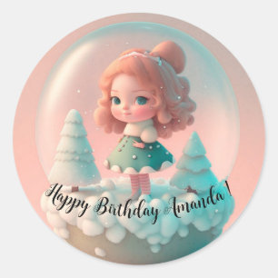 A funny little doll on a cloud   classic round sticker