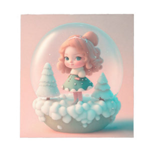 A funny little doll on a cloud notepad
