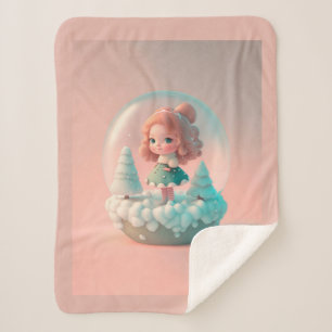 A funny little doll on a cloud sherpa blanket