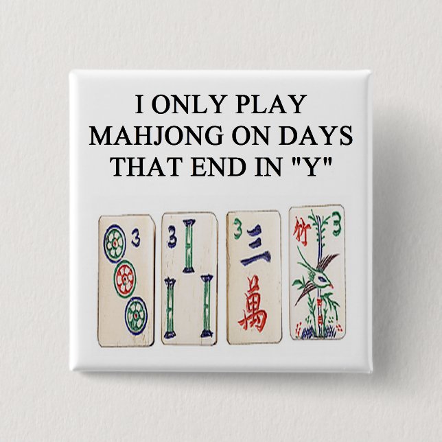 a funny mahjong design 15 cm square badge (Front)
