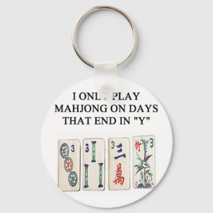 a funny mahjong design key ring