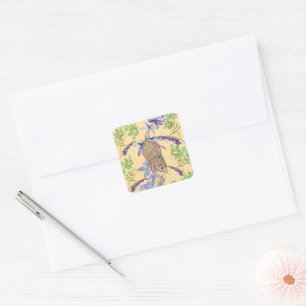 A funny mouse in a thicket of flowers square sticker