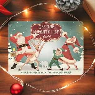 A Funny Non Photo Santa Reindeer Elf Christmas Holiday Card