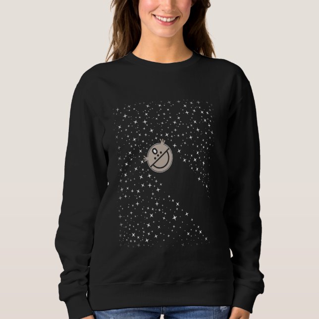 A funny robot vacuum cleans up stars on the Milky  Sweatshirt (Front)