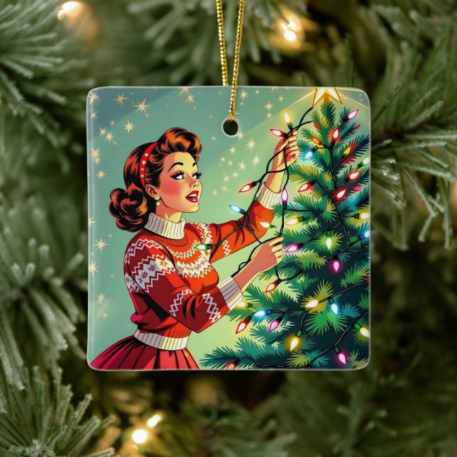 A Funny Sarcastic and Nostalgic Retro Christmas Ceramic Ornament (Tree)