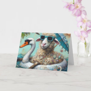A Funny Sheep Swan Float All Occasions Card