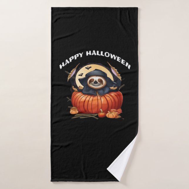 A funny sloth celebrating Halloween Essential T-Sh Bath Towel (Bath Towel)