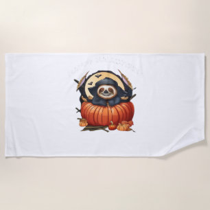 A funny sloth celebrating Halloween Essential T-Sh Beach Towel