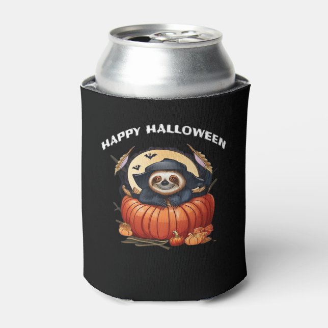 A funny sloth celebrating Halloween Essential T-Sh Can Cooler (Can Front)