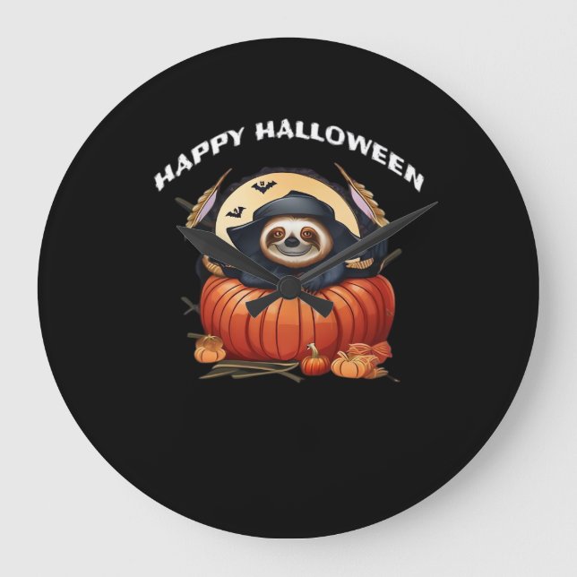 A funny sloth celebrating Halloween Essential T-Sh Large Clock (Front)