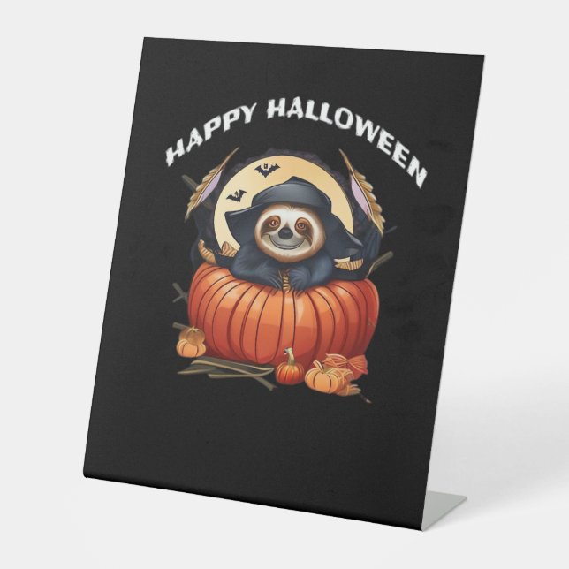 A funny sloth celebrating Halloween Essential T-Sh Pedestal Sign (Front)