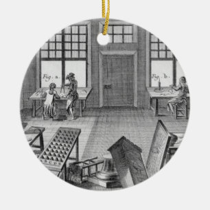 A furniture inlayer's workshop, from the 'Encyclop Ceramic Ornament