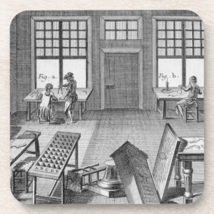 A furniture inlayer's workshop, from the 'Encyclop Coaster