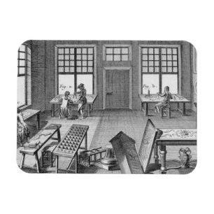 A furniture inlayer's workshop, from the 'Encyclop Magnet