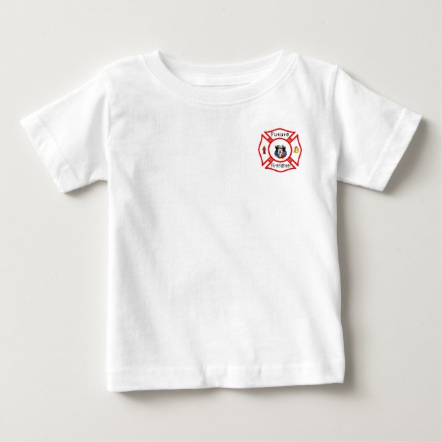 A Future Firefighter Red Maltese Baby T-Shirt (Front)
