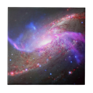 A Galactic Light Show In Spiral Galaxy Ngc 4258. Ceramic Tile
