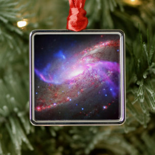 A Galactic Light Show In Spiral Galaxy Ngc 4258. Metal Ornament
