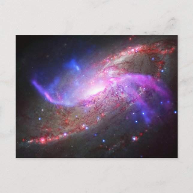 A Galactic Light Show In Spiral Galaxy Ngc 4258. Postcard (Front)