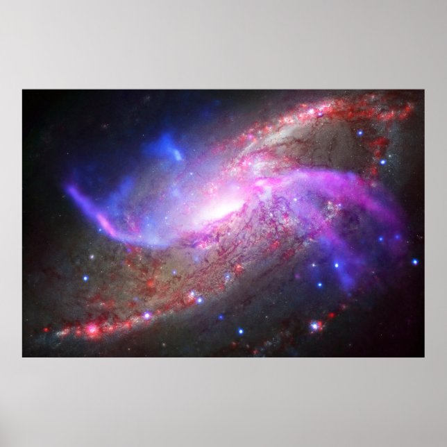 A Galactic Light Show In Spiral Galaxy Ngc 4258. Poster (Front)